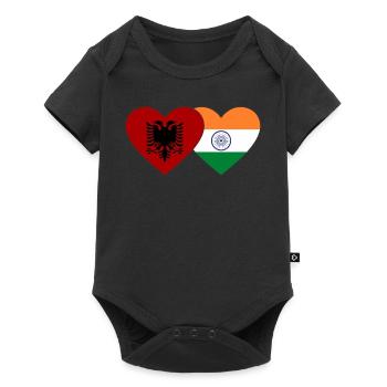 Albanie Inde Drapeau Coeur - Body à manches courtes Premium Bébé - noir - Devant
