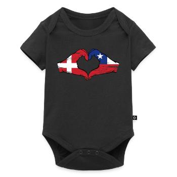 Denmark Chile Flag Hands Heart Shape Used - Baby Premium short-sleeve bodysuit - black - Front