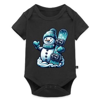 Snowboard bonhomme de neige Snowboarder d’hiver - Body à manches courtes Premium Bébé - noir - Devant