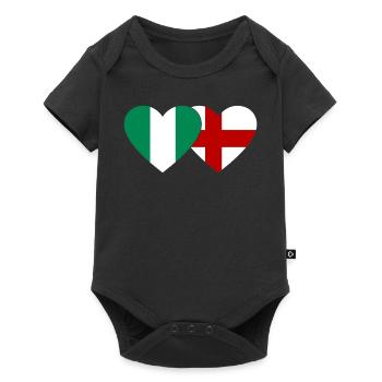 Nigeria Angleterre Drapeau Coeur - Body à manches courtes Premium Bébé - noir - Devant