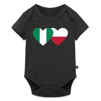 Nigeria Pologne Drapeau Coeur - Body à manches courtes Premium Bébé - noir - Devant