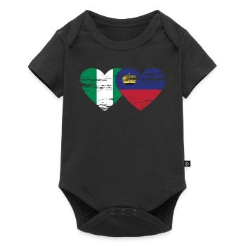 Nigeria Liechtenstein drapeau coeur utilisé - Body à manches courtes Premium Bébé - noir - Devant
