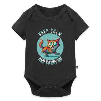 Keep Calm and Carry On - Erschreckte Katze & Weish - Baby Premium short-sleeve bodysuit - black - Front