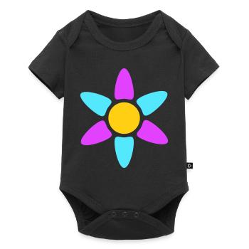 Petite Fleur Marguerite Décoratif Jaune Violet Design - Body à manches courtes Premium Bébé - noir - Devant