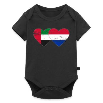 Émirats arabes unis Hollande Drapeau Coeur - Body à manches courtes Premium Bébé - noir - Devant