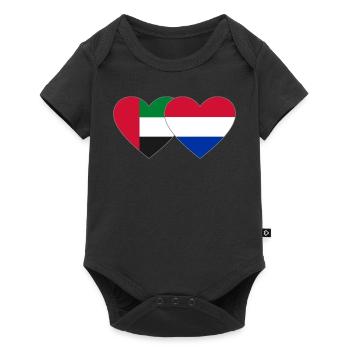 Émirats arabes unis Hollande Drapeau Coeur - Body à manches courtes Premium Bébé - noir - Devant
