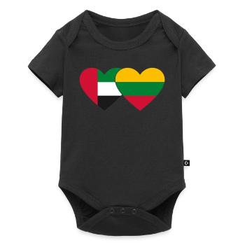 United Arab Emirates Lithuania Flag Heart - Baby Premium short-sleeve bodysuit - black - Front