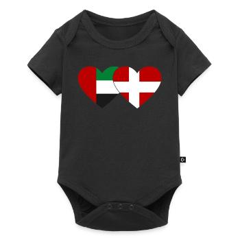 Émirats arabes unis Danemark Drapeau Coeur - Body à manches courtes Premium Bébé - noir - Devant