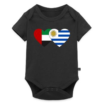 United Arab Emirates Uruguay Flag Heart - Baby Premium short-sleeve bodysuit - black - Front