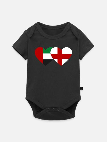 Vereinigte Arabische Emirate England Flagge Herz - Baby Premium Kurzarmbody - Schwarz