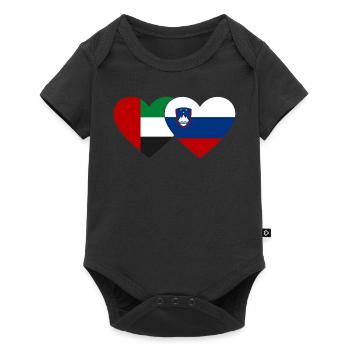 Émirats arabes unis Slovénie Drapeau Coeur - Body à manches courtes Premium Bébé - noir - Devant