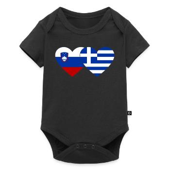 Slovénie Grèce Drapeau Coeur - Body à manches courtes Premium Bébé - noir - Devant