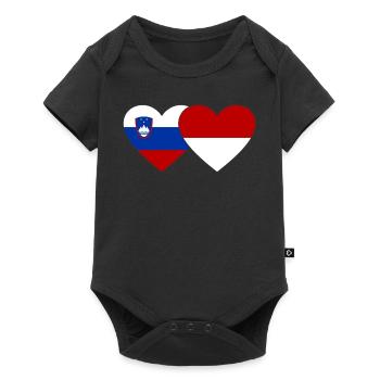 Slovenia Indonesia Flag Heart - Baby Premium short-sleeve bodysuit - black - Front