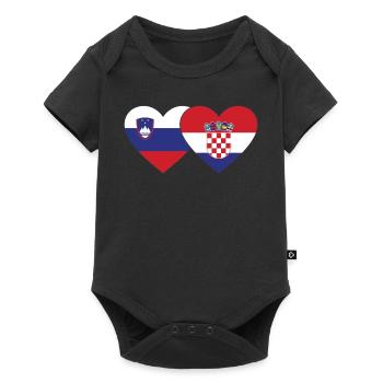 Slovénie Croatie Drapeau Coeur - Body à manches courtes Premium Bébé - noir - Devant