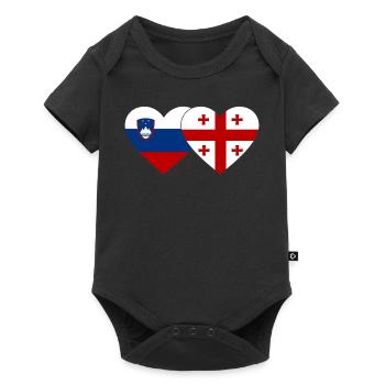 Slovenia Georgia Flag Heart - Baby Premium short-sleeve bodysuit - black - Front