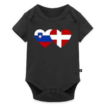 Slovénie Danemark Drapeau Coeur - Body à manches courtes Premium Bébé - noir - Devant