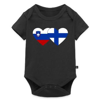 Slovénie Finlande Drapeau Coeur - Body à manches courtes Premium Bébé - noir - Devant