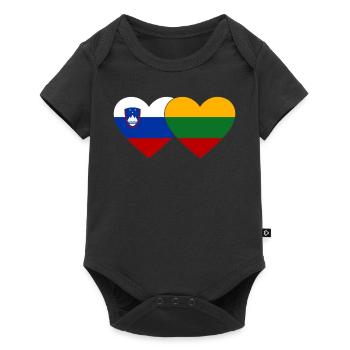 Slovénie Lituanie Drapeau Coeur - Body à manches courtes Premium Bébé - noir - Devant