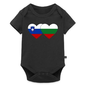 Slovénie Bulgarie Drapeau Coeur - Body à manches courtes Premium Bébé - noir - Devant