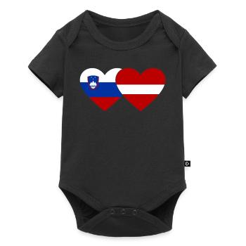 Slovénie Lettonie Drapeau Coeur - Body à manches courtes Premium Bébé - noir - Devant