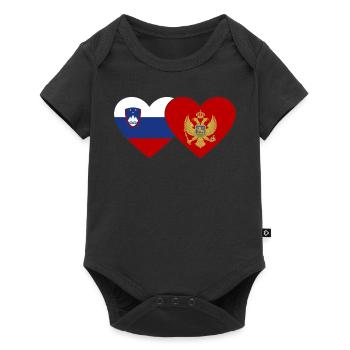 Slovenia Montenegro Flag Heart - Baby Premium short-sleeve bodysuit - black - Front