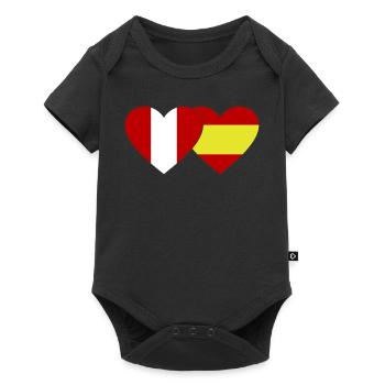 Peru Spanien Flagge Herz - Baby Premium Kurzarmbody - Schwarz - Vorne