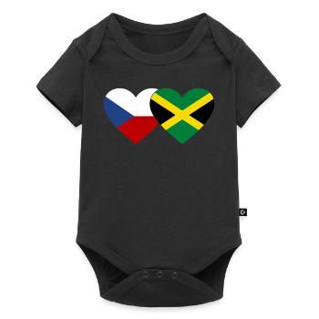 République tchèque Jamaïque Drapeau Coeur - Body à manches courtes Premium Bébé - noir - Devant