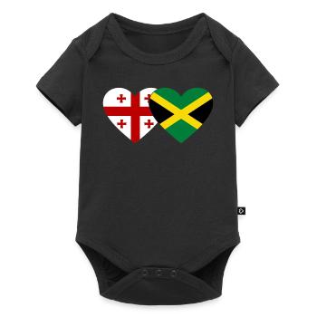 Géorgie Jamaïque Drapeau Coeur - Body à manches courtes Premium Bébé - noir - Devant