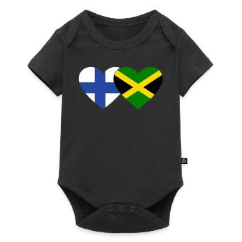 Finlande Jamaïque Drapeau Coeur - Body à manches courtes Premium Bébé - noir - Devant