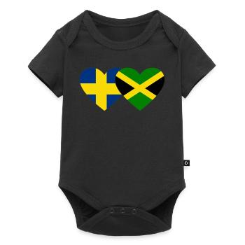 Suède Jamaïque Drapeau Coeur - Body à manches courtes Premium Bébé - noir - Devant
