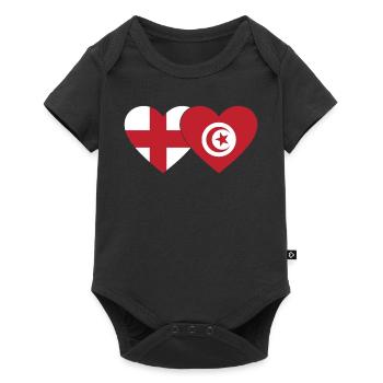 England Tunisia Flag Heart - Baby Premium short-sleeve bodysuit - black - Front