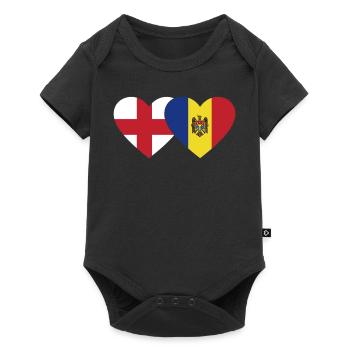 Angleterre Moldavie Drapeau Coeur - Body à manches courtes Premium Bébé - noir - Devant
