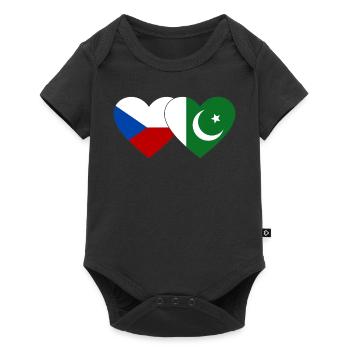 République tchèque Pakistan Drapeau Coeur - Body à manches courtes Premium Bébé - noir - Devant