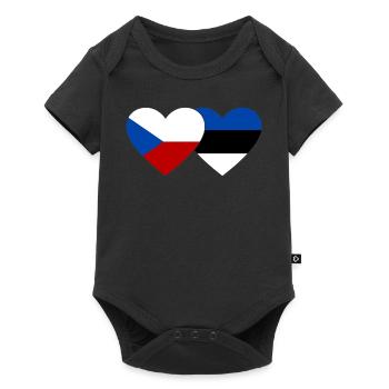 République tchèque Estonie Drapeau Coeur - Body à manches courtes Premium Bébé - noir - Devant