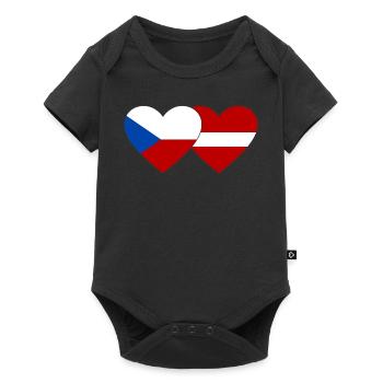 République tchèque Lettonie Drapeau Coeur - Body à manches courtes Premium Bébé - noir - Devant