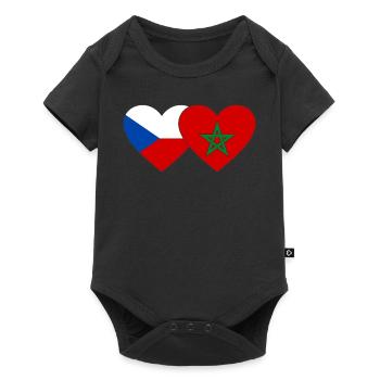 République tchèque Maroc Drapeau Coeur - Body à manches courtes Premium Bébé - noir - Devant
