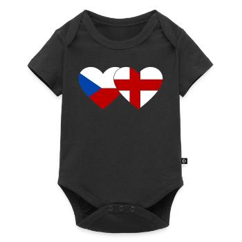 République tchèque Angleterre Drapeau Coeur - Body à manches courtes Premium Bébé - noir - Devant
