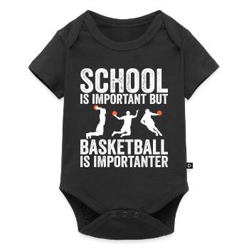 Schule ist wichtig, aber Basketball ist noch wichtiger - Baby Premium Kurzarmbody - Schwarz - Vorne