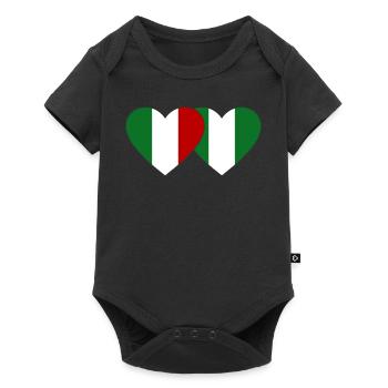 Italie Nigeria Drapeau Coeur - Body à manches courtes Premium Bébé - noir - Devant
