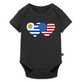 Uruguay USA Flag Heart - Baby Premium short-sleeve bodysuit - black - Front