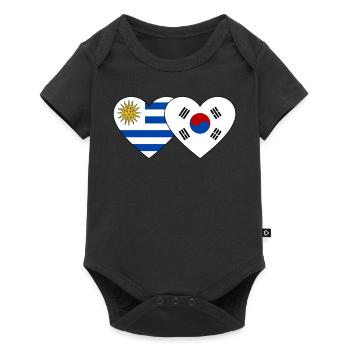 Uruguay South Korea Flag Heart - Baby Premium short-sleeve bodysuit - black - Front