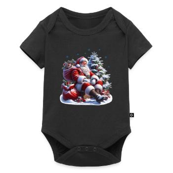 Père Noël : Pause avec style - Père Noël - Body à manches courtes Premium Bébé - noir - Devant