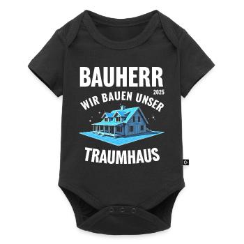 BAUHERR 2025 WIR BAUEN UNSER TRAUMHAUS - Baby Premium Kurzarmbody - Schwarz - Vorne