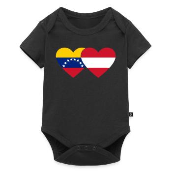 Venezuela Austria Flag Hands Heart Shape - Baby Premium short-sleeve bodysuit - black - Front