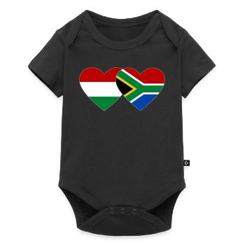 Hungary South Africa Flag Hands Heart Shape - Baby Premium short-sleeve bodysuit - black - Front