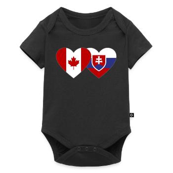 Canada Slovakia Flag Heart - Baby Premium short-sleeve bodysuit - black - Front