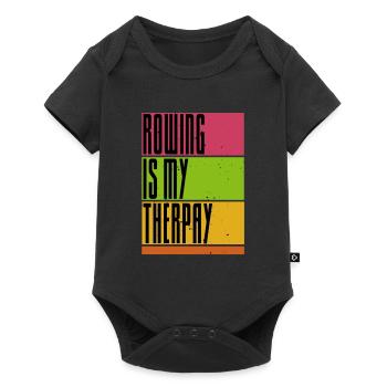 Rowing is my Therapy - Rudern - Ruderer - Ruderin - Baby Premium Kurzarmbody - Schwarz - Vorne