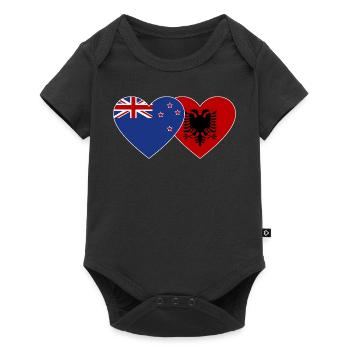 Nouvelle-Zélande Albanie Drapeau Coeur Utilisé - Body à manches courtes Premium Bébé - noir - Devant