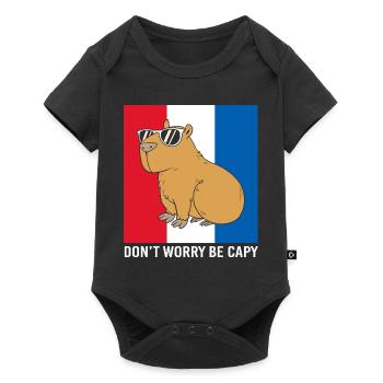 Dont Worry Be Cappy Capybara - Baby Premium Kurzarmbody - Schwarz - Vorne