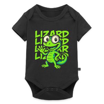 Funny Cartoon Gecko – Green Reptile Trend - Baby Premium short-sleeve bodysuit - black - Front
